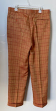 Load image into Gallery viewer, Gianni Vironi Mens Orange Red Plaid Pleated Front Pockets Trouser Pants Size 38W