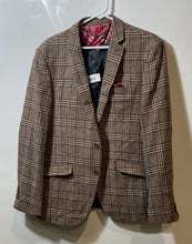Load image into Gallery viewer, Elie Balleh Mens Brown Plaid Long Sleeve Two-Button Blazer Size L/42-44