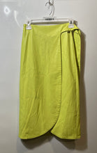 Load image into Gallery viewer, Armani Exchange Womens Green Faux Leather Curved Overlap Side Tie Wrap Skirt 0