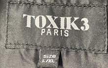 Load image into Gallery viewer, Toxik3 Paris Womens Black Long Sleeve Button Front Cropped Denim Jacket Sz L/XL