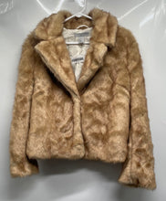 Load image into Gallery viewer, H&M Womens Beige Faux Fur Long Sleeve Notch Lapel Hook & Eye Jacket Size 2