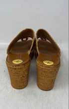 Load image into Gallery viewer, Italian Shoemakers Womens Brown Raffia Leather Wedge Heel Slide Sandals Size 7