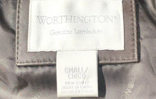 Load image into Gallery viewer, Worthington Womens Brown Long Sleeve Collared Full-Zip Leather Jacket Size Small