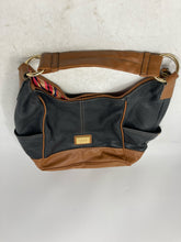 Load image into Gallery viewer, Tignanello Womens Black Brown Leather Inner Pockets Shoulder Hobo Bag