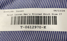 Load image into Gallery viewer, Lauren Ralph Lauren Mens Blue White Striped Cotton Dress Shirt Size 17 36/37
