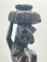 Load image into Gallery viewer, Mid-Century Woman Carrying Basket Carving Asian Decor Wood Statue Figurines
