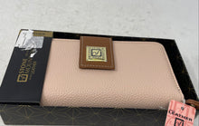 Load image into Gallery viewer, Stone Mountain Womens Peach Brown Pebbled Leather Zip-Around Wallet In Open Box