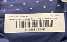 Load image into Gallery viewer, Express Mens Blue Printed Long Sleeve Collared Fitted Dress Shirt Size Large