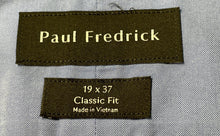 Load image into Gallery viewer, Paul Fredrick Mens Blue Non-Iron Classic Fit Long Sleeve Dress Shirt Size 19x37