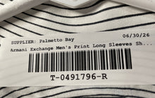 Load image into Gallery viewer, Armani Exchange Mens White Black Striped Long Sleeve Button-Up Shirt Size L