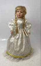 Load image into Gallery viewer, Decorative Collectible Blonde Hair Blue Eyes Porcelain Doll In White Lace Dress