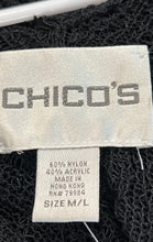 Load image into Gallery viewer, Chico's Womens Black Mesh Long Sleeve Open Front Cardigan Sweater Size M/L
