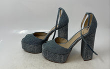 Load image into Gallery viewer, Sam Edelman Womens Blue Peep Toe Ankle Strap Block Platform Sandals Size 8