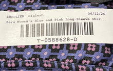 Load image into Gallery viewer, Zara Mens Blue Pink Collared Long Sleeve Button-Up Shirt Size Medium
