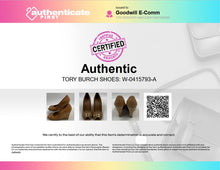 Load image into Gallery viewer, Authentic Tory Burch Womens Brown Leather Peep Toe Wedge Platform Heels Sz 7.5M