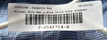 Load image into Gallery viewer, Michael Kors Mens Blue Plaid Long Sleeve Non Iron Dress Shirt Size L 161/2 32/33
