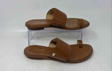 Load image into Gallery viewer, Michael Kors Womens August Brown Leather Toe Ring Flat Slide Sandals Size 7.5M