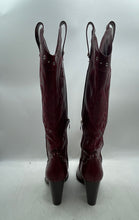 Load image into Gallery viewer, Unbranded Womens Burgundy Studded Pointed Toe Knee High Western Boots Size 9.5