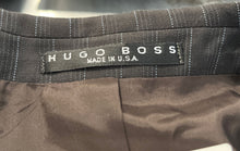 Load image into Gallery viewer, Hugo Boss Mens Black Pinstripe Print Wool Long Sleeve 3-Button Blazer Size 42R