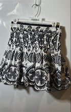 Load image into Gallery viewer, Zara Womens Black White Floral Embroidered Smocked Side Zip Mini Skirt Size S