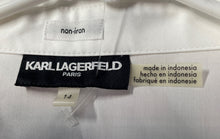 Load image into Gallery viewer, Karl Lagerfeld Womens White Cotton Long Sleeve Non-Iron Button-Up Shirt Size 14