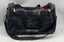 Load image into Gallery viewer, Unbranded Womens Black Snakeskin Embossed Faux Leather Zipper Duffle Bag