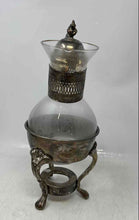 Load image into Gallery viewer, Silver Color Glass Jar Coffee Tea Carafe Pot With Warming Stand Base