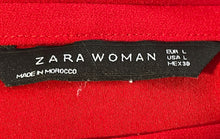 Load image into Gallery viewer, Zara Womens Red 3/4 Bell Sleeve Round Neck Pullover Blouse Top Size Large