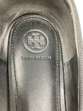 Load image into Gallery viewer, Authentic Tory Burch Womens Black Floral Leather Ballet Flats Size 9.5 M Damaged