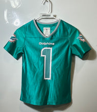 Load image into Gallery viewer, NFL Girls Aqua Miami Dolphins Tua Tagovailoa #1 Football Jersey Size M 7/8