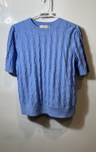 Load image into Gallery viewer, Loft Womens Blue Cotton Short Sleeve Crew Neck Pullover Sweater Size L