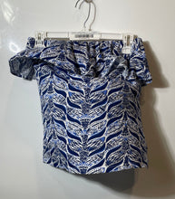 Load image into Gallery viewer, Lilly Pulitzer Womens Blue White Printed Cotton Strapless Tube Blouse Top Size S