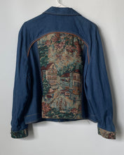Load image into Gallery viewer, Erin London Womens Blue Denim European Tapestry Panels Button Front Jacket Sz XL