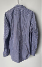 Load image into Gallery viewer, Hugo Boss Mens Blue Striped Cotton Slim Fit Long Sleeve Dress Shirt Size 39/15.5