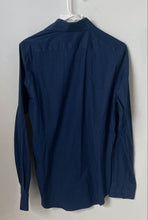 Load image into Gallery viewer, Express Mens Blue Fitted Stretch Long Sleeve Collared Dress Shirt Size S 14-14.5
