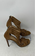 Load image into Gallery viewer, Chinese Laundry Womens Brown Suede Fringe Stiletto Ankle Strap Heels Size 6.5