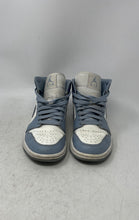 Load image into Gallery viewer, Nike Womens Air Jordan 1 Mid BQ6472-140 White Blue Lace-Up Sneaker Shoes Size 7