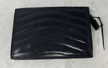 Load image into Gallery viewer, Bloomingdales Womens Black Snakeskin Quilted Leather Inner Pocket Zip Top Wallet