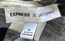 Load image into Gallery viewer, Express X Ladygang Womens Black White Short Sleeve Back Zipper Maxi Dress Size 6