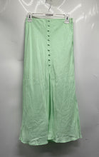 Load image into Gallery viewer, Zara Womens Green White Polka Dot High-Waist Front Slit Midi A-Line Skirt Size S