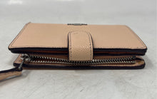 Load image into Gallery viewer, Coach Womens Beige Crossgrain Leather Card Holder Corner Zip Bifold Wallet