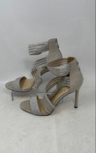 Load image into Gallery viewer, Jessica Simpson Womens Jivero Silver Open Toe Back Zip High Strappy Heels Sz 9M