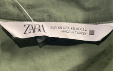 Load image into Gallery viewer, Zara Womens Green Long Sleeve Collared Ruffle Short Shirt Dress Size XS
