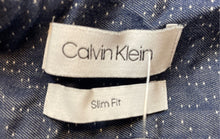 Load image into Gallery viewer, Calvin Klein Mens Dark Blue Long Sleeve Collared Slim Fit Dress Shirt Size L