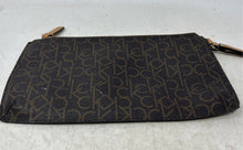 Load image into Gallery viewer, Calvin Klein Womens Brown Signature Print Zipper Wristlet Wallet