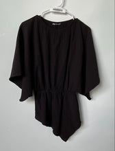 Load image into Gallery viewer, Zara Womens Black Long Sleeve Round Neck Asymmetrical Tunic Blouse Top Size S