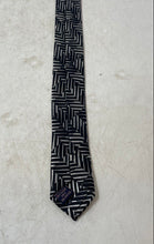 Load image into Gallery viewer, Versa Mens Black And White Printed Adjustable Keeper Loop Pointed Tie
