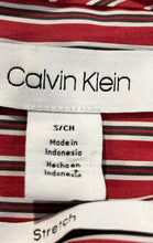 Load image into Gallery viewer, Calvin Klein Mens Red Striped Collared Button-Up Shirt Size Small