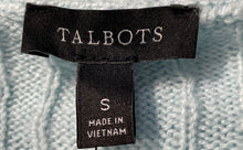 Load image into Gallery viewer, Talbots Womens Light Blue Button Cuff Cable-Knit Pullover Sweater Size Small