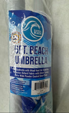 Load image into Gallery viewer, Bluewater Beach Blue Green Wave Print Portable Adjustable Height 6 FT. Umbrella